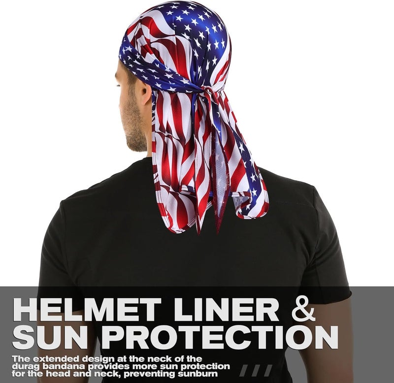 YANIKY Bandanas Skull Caps for Men, Do Rag Women Breathable Helmet Liner, 3 in 1 Face Covering UV Sun Protection Neck Drape Durags - Image 5